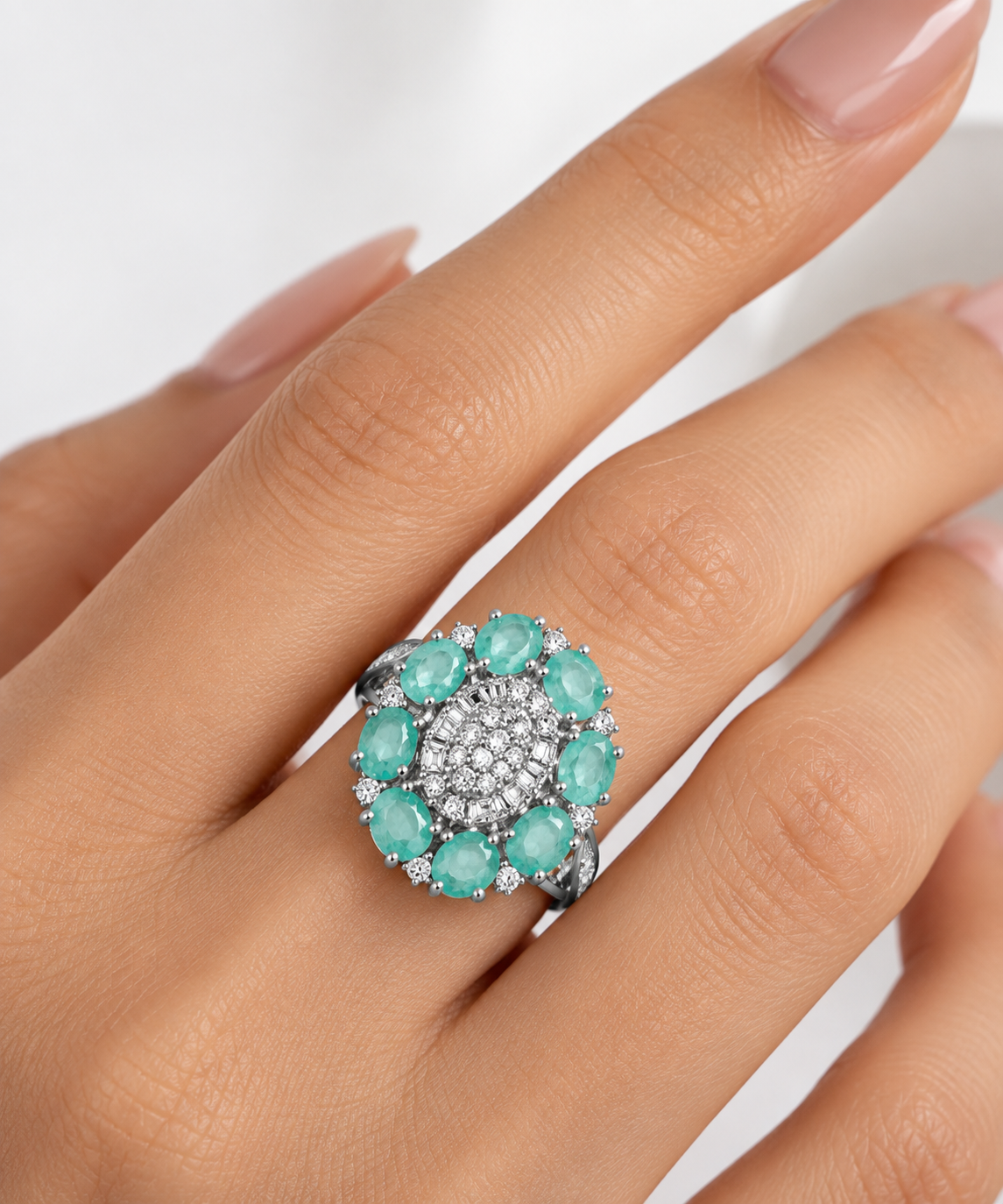 Women’s Ring – Mint Green Floral Statement Ring