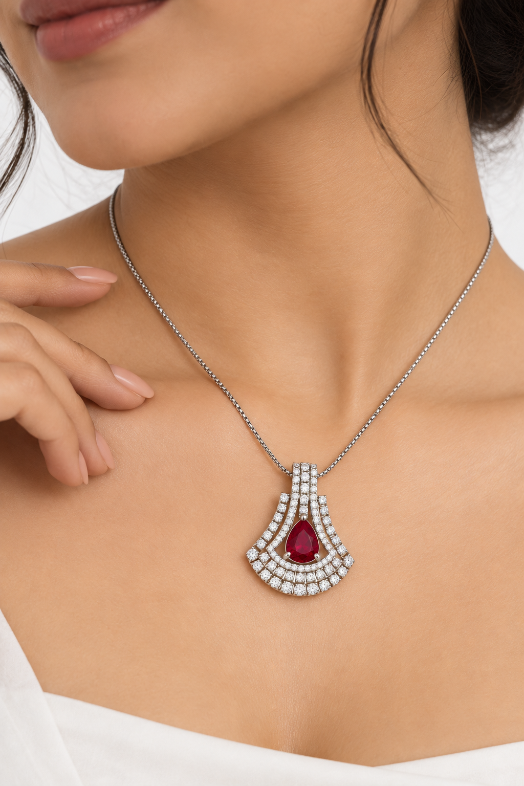 Women’s Chain – Crimson Teardrop Elegance