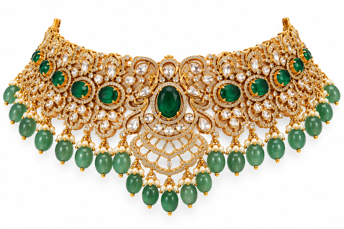Aaradhya Emerald Heritage Choker Set