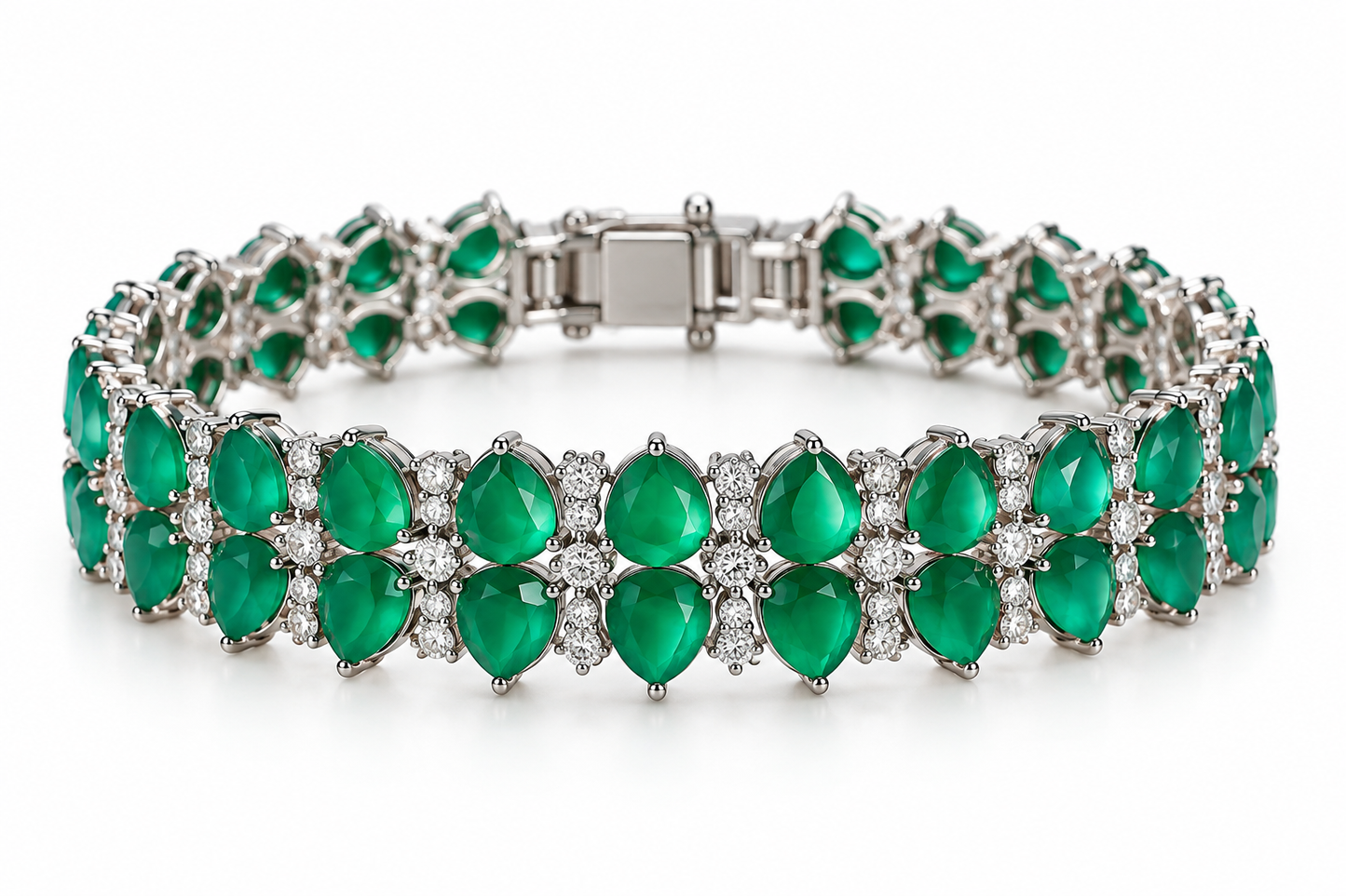 Women’s Bracelet – Emerald Green Pear Gemstone Bracelet