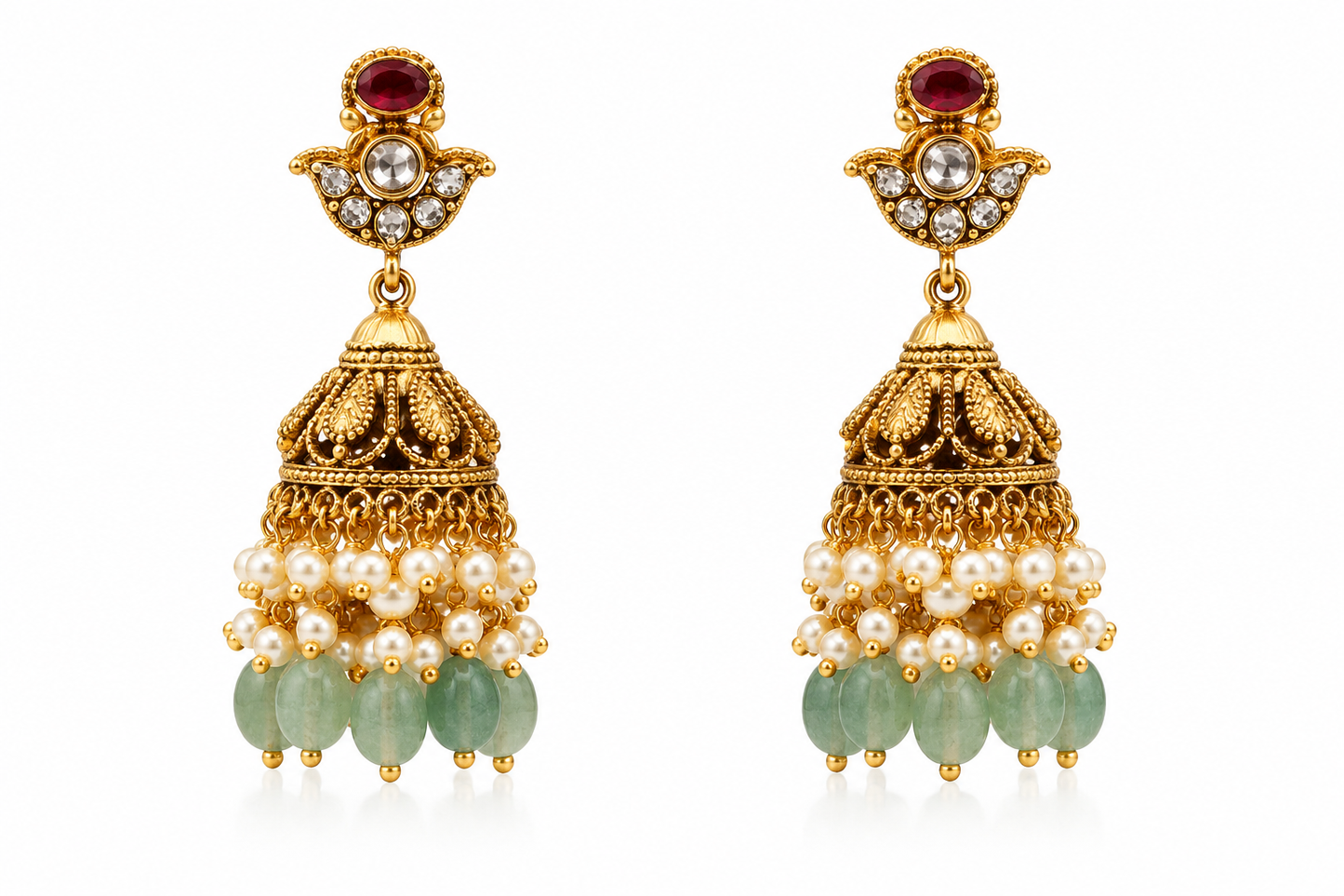 Women’s Earrings – Emerald Teardrop Halo Statement Earrings