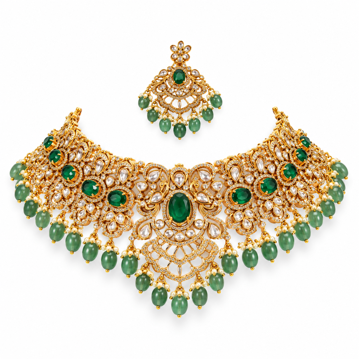 Aaradhya Emerald Heritage Choker Set