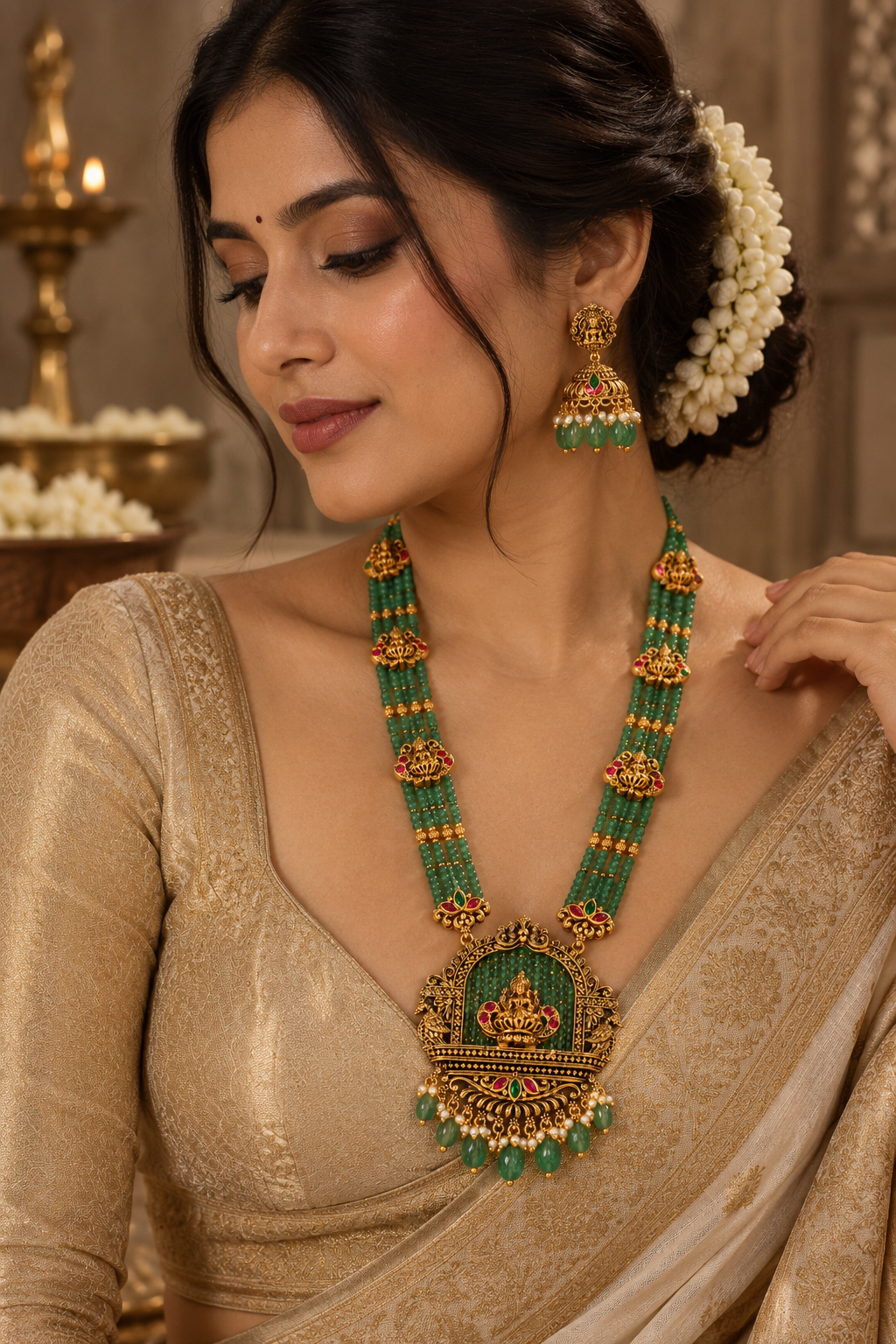 Devi Lakshmi Temple Necklace Set