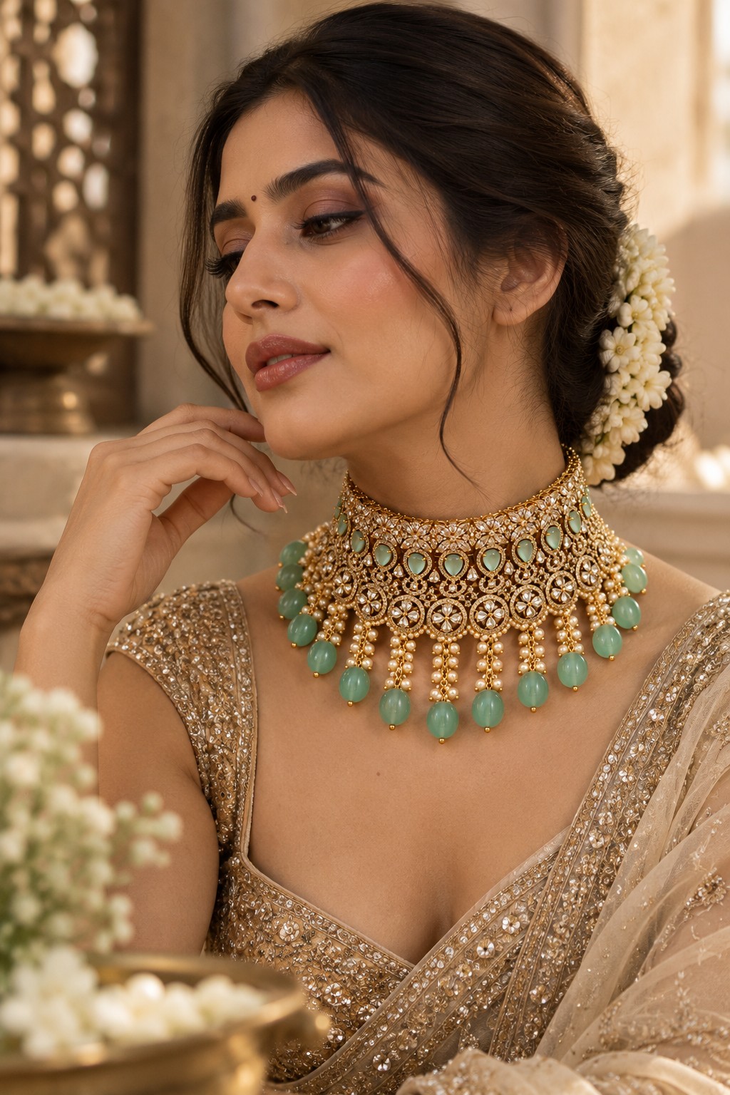 Meher Emerald Cascade Choker